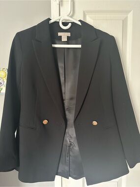 H&M Black Women's Blazer with Cream Label